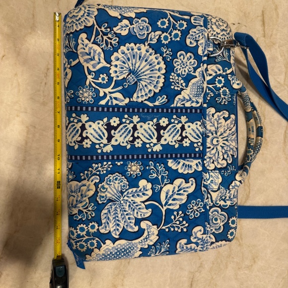 Vera Bradley BLUE LAGOON Hard Sided Laptop Portfolio Computer Case Messenger Bag - Picture 6 of 10